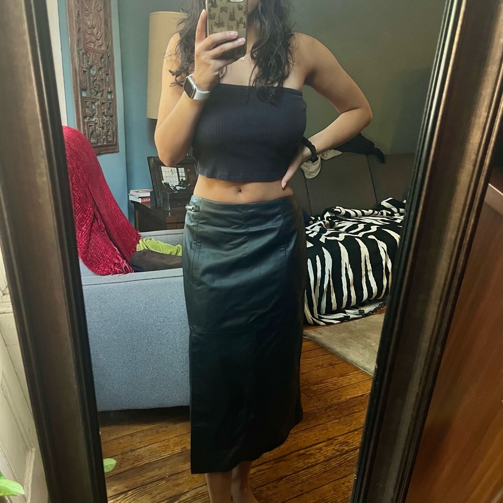 Ann Taylor Loft Black Midi Skirt